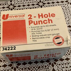 Universal 30-Sheet Two Hole Punch 9/32 Holes Black UNV 74222 In Box Brand New